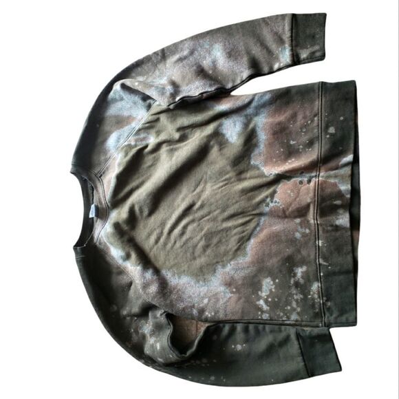 🛍️ Forest Green Bleached Tie Dye Crew Neck Sweatshirt - Picture 1 of 1